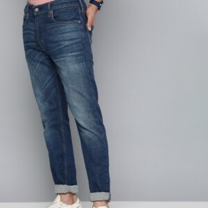 Men Blue Tapered Fit Heavy Fade Stretchable Casual Jeans