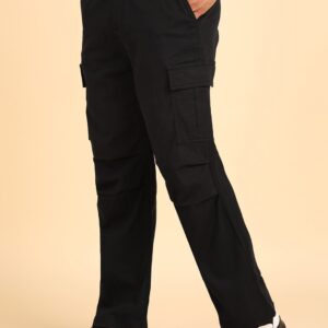 Men Comfort Loose Fit Mid-Rise Cotton Cargos Trousers