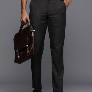 Men Checked Slim Fit Formal Trousers